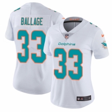Women's Nike Miami Dolphins #33 Kalen Ballage White Vapor Untouchable Limited Player NFL Jersey