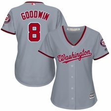 Women's Majestic Washington Nationals #8 Brian Goodwin Replica Grey Road Cool Base MLB Jersey