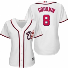 Women's Majestic Washington Nationals #8 Brian Goodwin Replica White Home Cool Base MLB Jersey