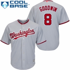Youth Majestic Washington Nationals #8 Brian Goodwin Authentic Grey Road Cool Base MLB Jersey
