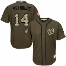 Men's Majestic Washington Nationals #14 Mark Reynolds Authentic Green Salute to Service MLB Jersey