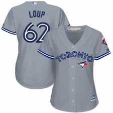 Women's Majestic Toronto Blue Jays #62 Aaron Loup Replica Grey Road MLB Jersey