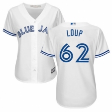 Women's Majestic Toronto Blue Jays #62 Aaron Loup Replica White Home MLB Jersey