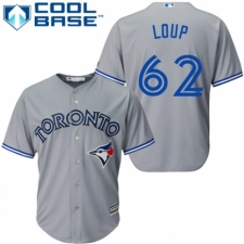 Youth Majestic Toronto Blue Jays #62 Aaron Loup Replica Grey Road MLB Jersey