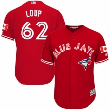 Youth Majestic Toronto Blue Jays #62 Aaron Loup Replica Scarlet Alternate MLB Jersey