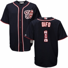 Men's Majestic Washington Nationals #1 Wilmer Difo Authentic Navy Blue Team Logo Fashion Cool Base MLB Jersey