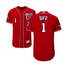 Men's Washington Nationals #1 Wilmer Difo Red Alternate Flex Base Authentic Collection 2019 World Series Bound Baseball Jersey