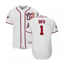 Men's Washington Nationals #1 Wilmer Difo White Home Flex Base Authentic Collection 2019 World Series Bound Baseball Jersey