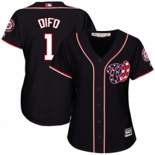 Women's Majestic Washington Nationals #1 Wilmer Difo Authentic Navy Blue Alternate 2 Cool Base MLB Jersey