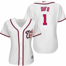 Women's Majestic Washington Nationals #1 Wilmer Difo Authentic White Home Cool Base MLB Jersey