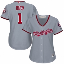 Women's Majestic Washington Nationals #1 Wilmer Difo Replica Grey Road Cool Base MLB Jersey