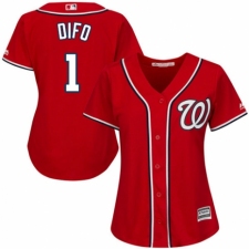 Women's Majestic Washington Nationals #1 Wilmer Difo Replica Red Alternate 1 Cool Base MLB Jersey