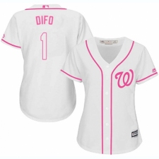 Women's Majestic Washington Nationals #1 Wilmer Difo Replica White Fashion Cool Base MLB Jersey