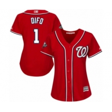 Women's Washington Nationals #1 Wilmer Difo Authentic Red Alternate 1 Cool Base 2019 World Series Bound Baseball Jersey