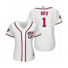 Women's Washington Nationals #1 Wilmer Difo Authentic White Home Cool Base 2019 World Series Bound Baseball Jersey