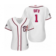 Women's Washington Nationals #1 Wilmer Difo Authentic White Home Cool Base 2019 World Series Champions Baseball Jersey
