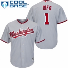 Youth Majestic Washington Nationals #1 Wilmer Difo Authentic Grey Road Cool Base MLB Jersey