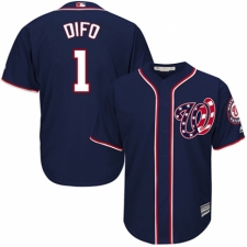 Youth Majestic Washington Nationals #1 Wilmer Difo Authentic Navy Blue Alternate 2 Cool Base MLB Jersey