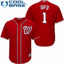 Youth Majestic Washington Nationals #1 Wilmer Difo Authentic Red Alternate 1 Cool Base MLB Jersey