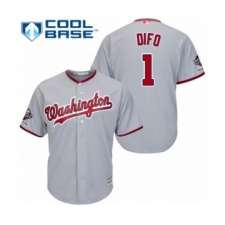 Youth Washington Nationals #1 Wilmer Difo Authentic Grey Road Cool Base 2019 World Series Champions Baseball Jersey