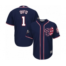 Youth Washington Nationals #1 Wilmer Difo Authentic Navy Blue Alternate 2 Cool Base 2019 World Series Bound Baseball Jersey
