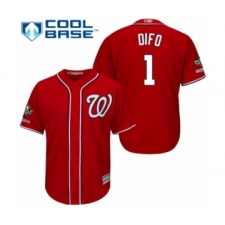 Youth Washington Nationals #1 Wilmer Difo Authentic Red Alternate 1 Cool Base 2019 World Series Champions Baseball Jersey