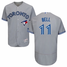 Men's Majestic Toronto Blue Jays #11 George Bell Grey Road Flex Base Authentic Collection MLB Jersey