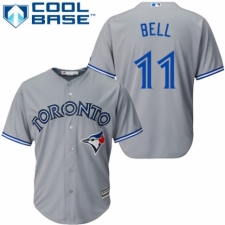 Men's Majestic Toronto Blue Jays #11 George Bell Replica Grey Road MLB Jersey