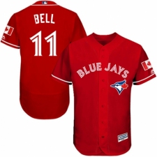 Men's Majestic Toronto Blue Jays #11 George Bell Scarlet Alternate Flex Base Authentic Collection Alternate MLB Jersey