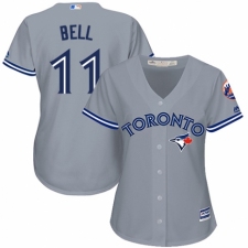 Women's Majestic Toronto Blue Jays #11 George Bell Replica Grey Road MLB Jersey