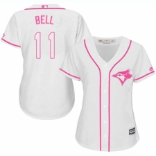 Women's Majestic Toronto Blue Jays #11 George Bell Replica White Fashion Cool Base MLB Jersey