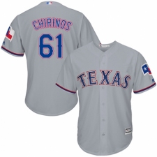 Men's Majestic Texas Rangers #61 Robinson Chirinos Replica Grey Road Cool Base MLB Jersey