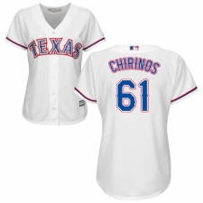 Women's Majestic Texas Rangers #61 Robinson Chirinos Authentic White Home Cool Base MLB Jersey