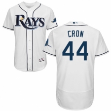 Men's Majestic Tampa Bay Rays #44 C. J. Cron Home White Home Flex Base Authentic Collection MLB Jersey
