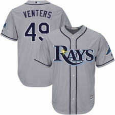 Youth Majestic Tampa Bay Rays #49 Jonny Venters Authentic Grey Road Cool Base MLB Jersey