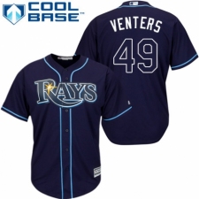 Youth Majestic Tampa Bay Rays #49 Jonny Venters Authentic Navy Blue Alternate Cool Base MLB Jersey