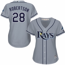 Women's Majestic Tampa Bay Rays #28 Daniel Robertson Authentic Grey Road Cool Base MLB Jersey