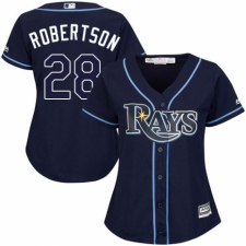 Women's Majestic Tampa Bay Rays #28 Daniel Robertson Replica Navy Blue Alternate Cool Base MLB Jersey