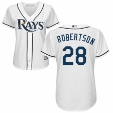 Women's Majestic Tampa Bay Rays #28 Daniel Robertson Replica White Home Cool Base MLB Jersey