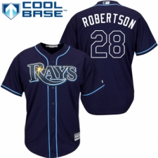 Youth Majestic Tampa Bay Rays #28 Daniel Robertson Authentic Navy Blue Alternate Cool Base MLB Jersey