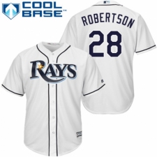 Youth Majestic Tampa Bay Rays #28 Daniel Robertson Authentic White Home Cool Base MLB Jersey