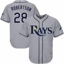 Youth Majestic Tampa Bay Rays #28 Daniel Robertson Replica Grey Road Cool Base MLB Jersey