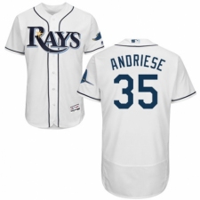 Men's Majestic Tampa Bay Rays #35 Matt Andriese Home White Home Flex Base Authentic Collection MLB Jersey