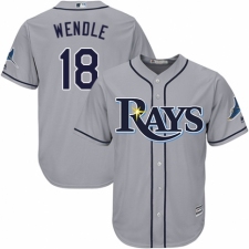 Men's Majestic Tampa Bay Rays #18 Joey Wendle Replica Grey Road Cool Base MLB Jersey