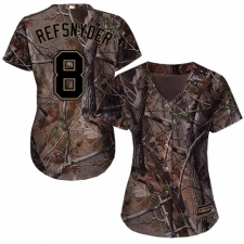 Women's Majestic Tampa Bay Rays #8 Rob Refsnyder Authentic Camo Realtree Collection Flex Base MLB Jersey