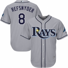 Youth Majestic Tampa Bay Rays #8 Rob Refsnyder Authentic Grey Road Cool Base MLB Jersey