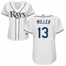 Women's Majestic Tampa Bay Rays #13 Brad Miller Authentic White Home Cool Base MLB Jersey