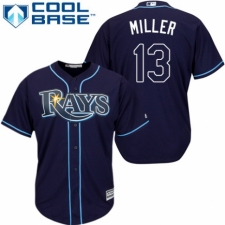 Youth Majestic Tampa Bay Rays #13 Brad Miller Authentic Navy Blue Alternate Cool Base MLB Jersey