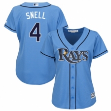 Women's Majestic Tampa Bay Rays #4 Blake Snell Replica Light Blue Alternate 2 Cool Base MLB Jersey