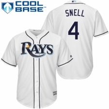 Youth Majestic Tampa Bay Rays #4 Blake Snell Authentic White Home Cool Base MLB Jersey